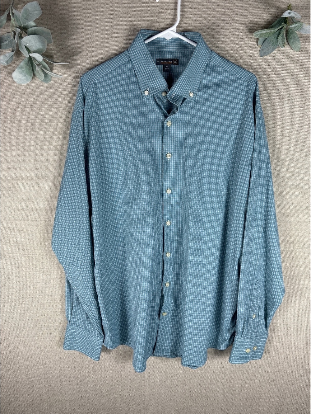 Peter Millar > Blue Plaid Summer Comfort Button Down Shirt XL